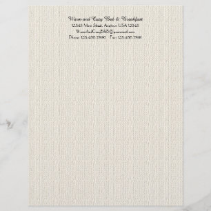Rustic B&B Guest Information Filler Page Off White Custom Letterhead