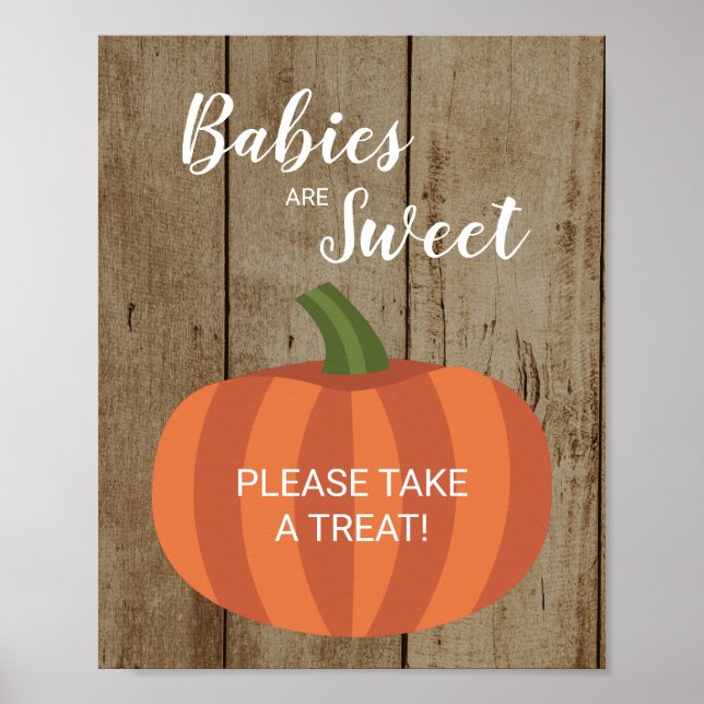 Rustic Babies Are Sweet Fall Pumpkin Baby Shower Poster (Front)