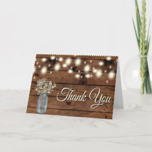 Rustic Babies Breath Mason Jar Thank You Card