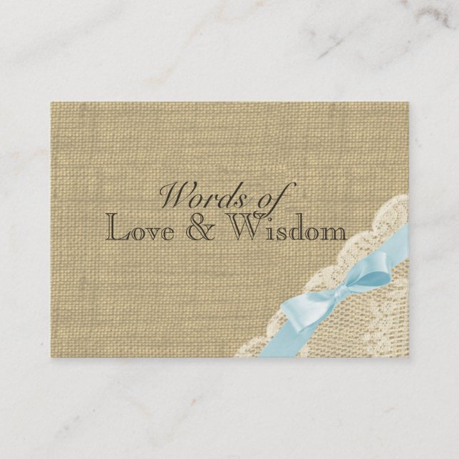 Rustic Baby Blue Shower Advice Cards (Front)