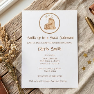 Rustic Baby Cowboy Boots and Foal Invitation