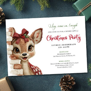 Rustic Baby Deer Funny Cartoon Watercolor Party Invitation