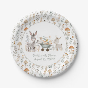 Rustic Baby Donkeys Unisex Baby Shower Paper Plate