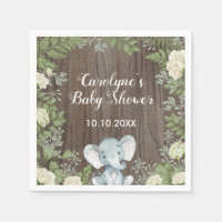 Rustic Baby Elephant / Botanical Greenery / Safari