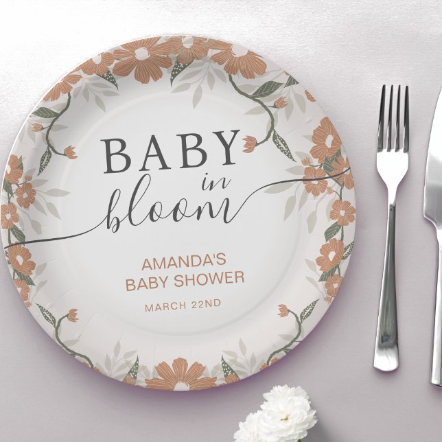 Rustic Baby in Bloom Daisy Shower  Paper Plate (Creator Uploaded)