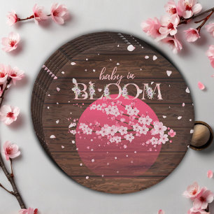 Rustic Baby in Bloom Sakura Cherry Blossom  Paper Plate