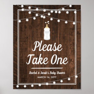 Rustic Baby is Brewing Baby Shower Favour Take One Poster