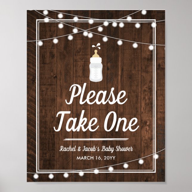 Rustic Baby is Brewing Baby Shower Favour Take One Poster (Front)
