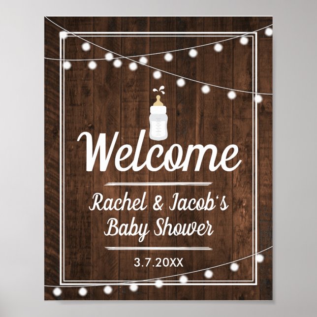 Rustic Baby is Brewing Baby Shower Welcome Sign (Front)