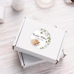 Rustic Baby is Brewing Coffee Baby Shower Classic Round Sticker