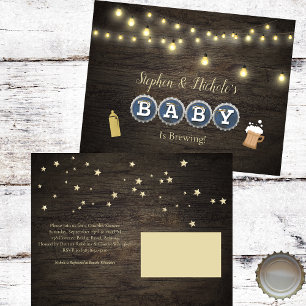 Rustic Baby Is Brewing Gold Baby Shower Postcard