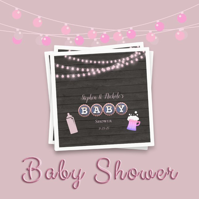 Rustic Baby Is Brewing Pink Baby Shower Napkin (Creator Uploaded)