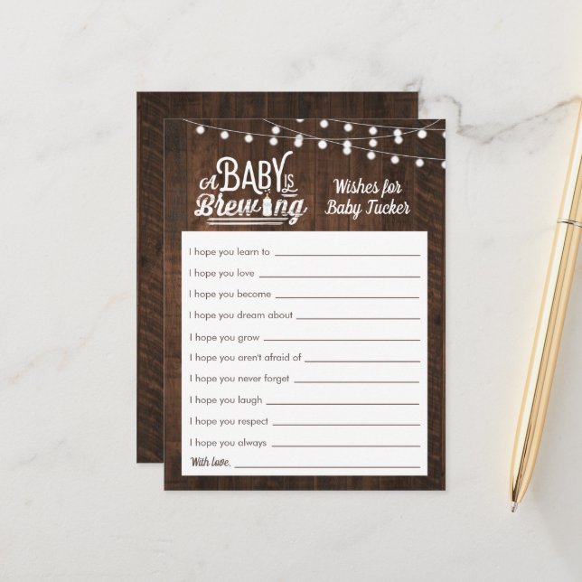 Rustic Baby Is Brewing Wishes for Baby Shower Postcard (Front/Back In Situ)