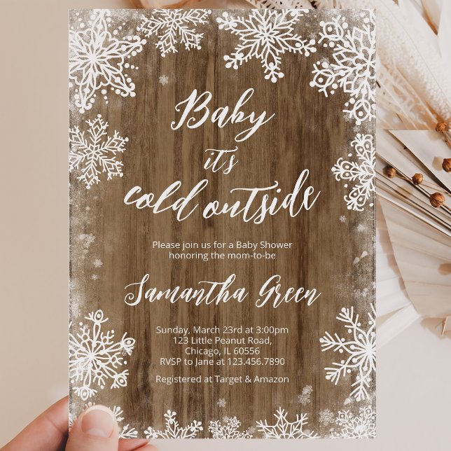 Rustic Baby It's Cold Outside Baby Shower Invitation (Creator Uploaded)
