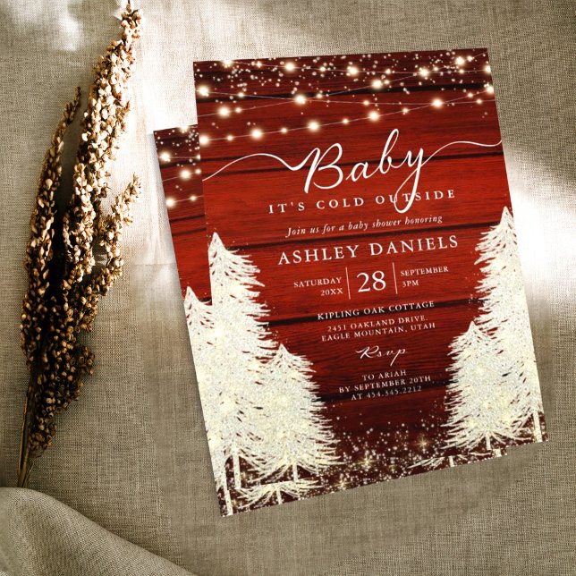 Rustic Baby It's Cold Outside Baby Shower Invitation (Creator Uploaded)