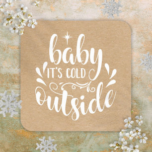 Rustic Baby Its Cold Outside Baby Shower Sprinkle Square Sticker