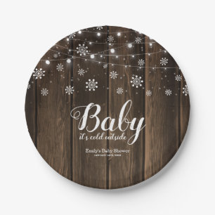 Rustic Baby It's Cold Outside Winter Baby Shower Paper Plate