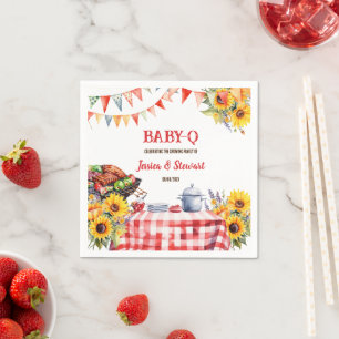 Rustic BABY-Q Barbecue Picnic Sunflower Plaid Napkin