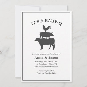 Rustic Baby Q Red Plaid Couples Shower Invitation