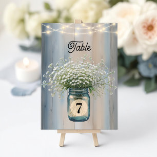 Rustic Baby’s Breath Country Wedding Table Number 