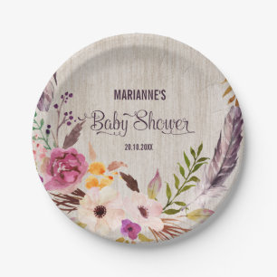 Rustic Baby Shower  Boho Floral Party Plate