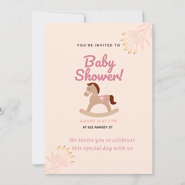 Rustic Baby Shower Invitation | Editable Template  (Front)