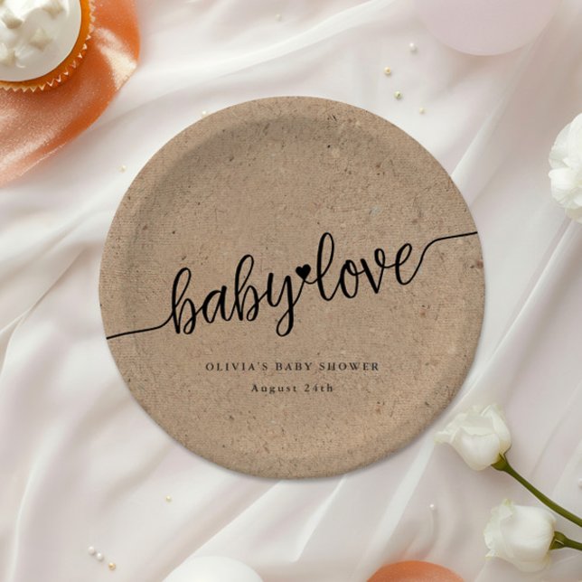 Rustic Baby Shower, Kraft Baby Love Custom Paper Plate (Creator Uploaded)