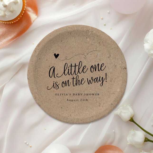 Rustic Baby Shower, Kraft, Gender Neutral Custom Paper Plate (Creator Uploaded)