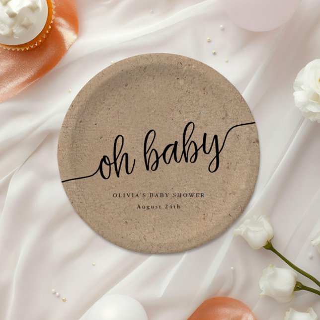 Rustic Baby Shower, Kraft Oh, Baby Custom Paper Plate (Creator Uploaded)