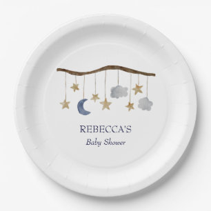 Rustic Baby Shower Night Sky Mobile Paper Plate