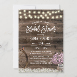Rustic Baby's Breath Barn Wood Bridal Shower Invitation