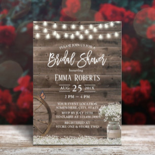 Rustic Baby's Breath Floral Barn Bridal Shower Invitation