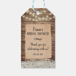 Rustic Baby's Breath Floral Bridal Shower Favour Gift Tags