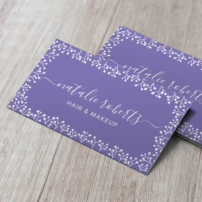 Rustic Baby's Breath Flowers Purple Salon & Spa Business Card (Creator Uploaded)