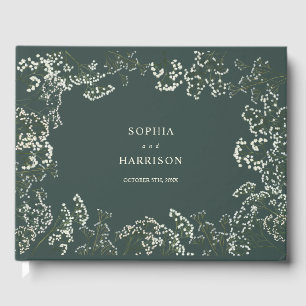 Rustic Baby's Breath Green Wedding Guest Book