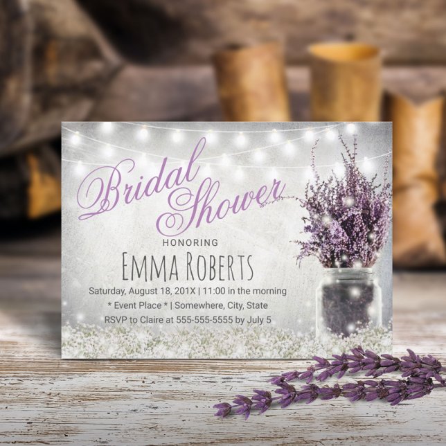Rustic Baby's Breath Lavender Floral Bridal Shower Invitation (Creator Uploaded)