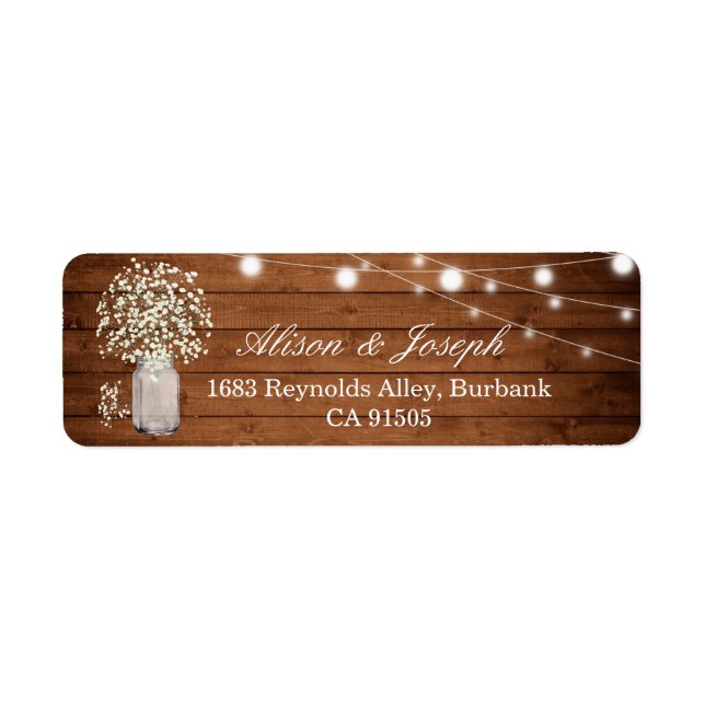 Rustic Baby's Breath Lights Return Address Label (Front)
