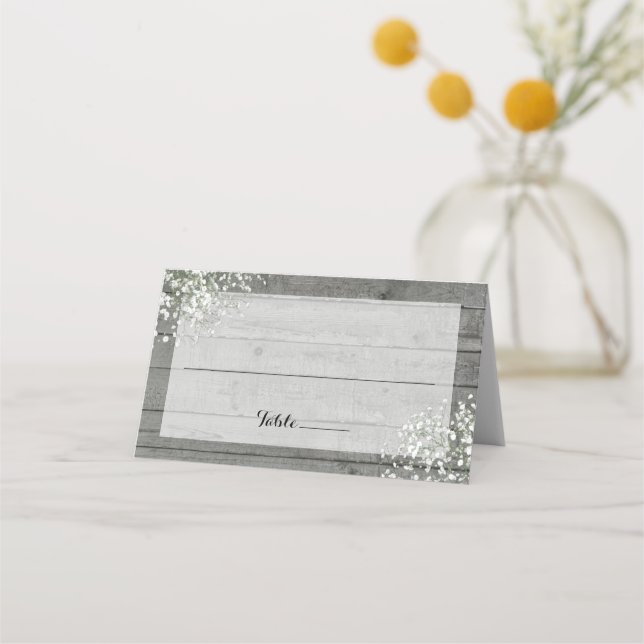RUSTIC BABY'S BREATH PLACE CARD (Front)