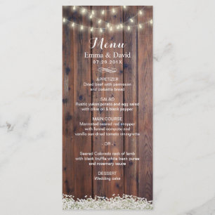 Rustic Baby's Breath & String Lights Wedding Menu