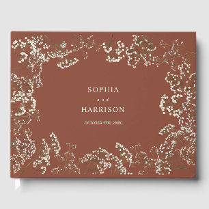 Rustic Baby's Breath Terracotta Wedding Guest Book