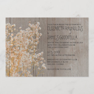 Rustic Baby's Breath Wedding Invitations