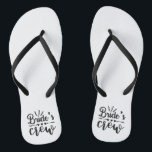 Rustic Bachelorette Calligraphy Brides Crew  Jandals<br><div class="desc">Fun quote Bride's Crew with hearts and botanical flourishes,  for your bridesmaid team and bridal party.</div>