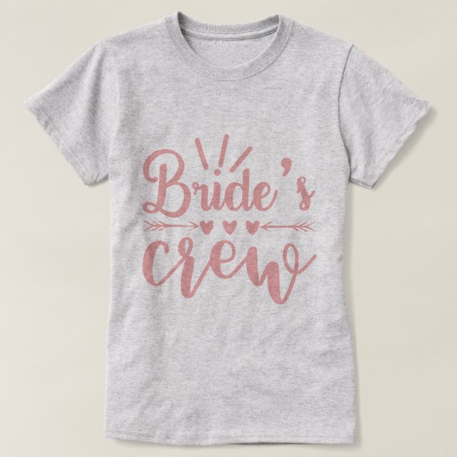 Rustic Bachelorette Pink Calligraphy Brides Crew T-Shirt (Design Front)