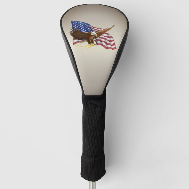 Rustic Back American Flag and Eagle Golf Head Cover (Front)