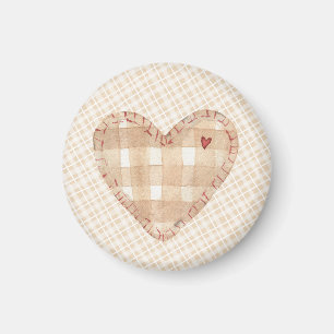 Rustic background pretty heart Brown tartan Magnet