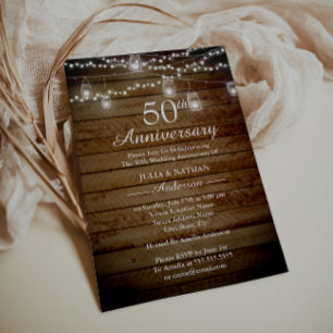 Rustic Backyard 50th Anniversary Invitation