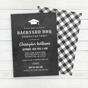 Rustic Backyard BBQ Graduation Party Chalkboard Invitation