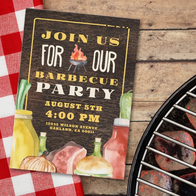Rustic Backyard BBQ Summer Party Invitation (Creator Uploaded)