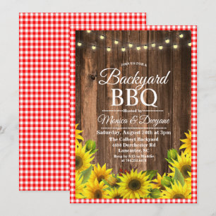 Rustic Backyard BBQ Sunflower Invitation