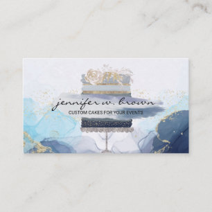 Rustic Bakery Cake Elegant Blue tones Business Card